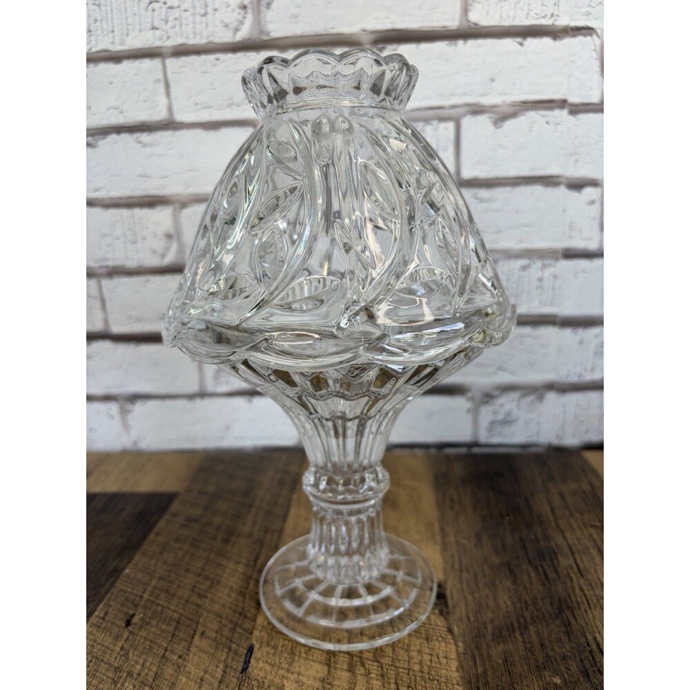 Fifth Avenue Crystal Portico Fairy Lamp Clear Glass Candle Holder 9” Tall